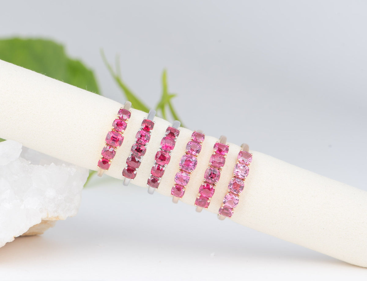 Bright Pink Red Spinel Stacking Band 14K Gold R5085-1 Aurora Designer