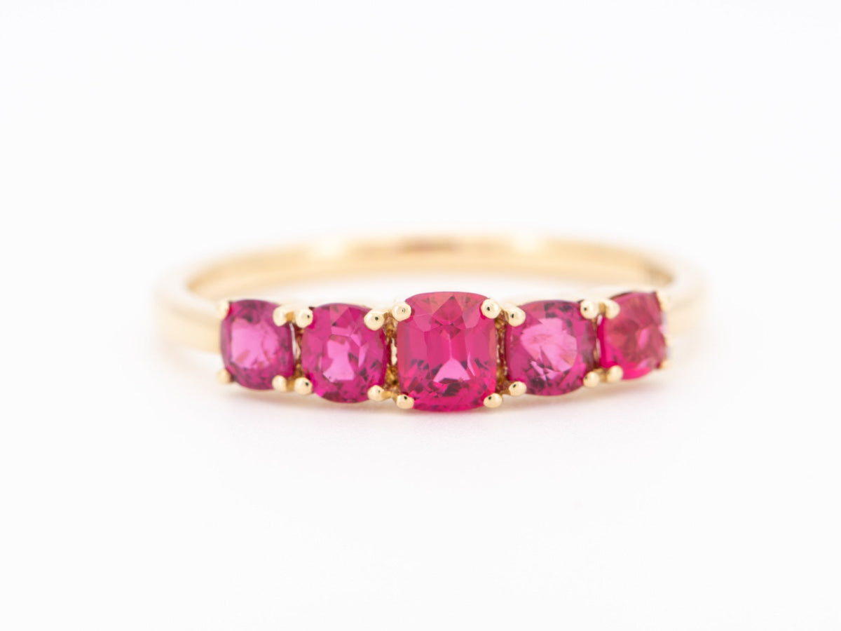 Bright Pink Red Spinel Stacking Band 14K Gold R5085-1 Aurora Designer