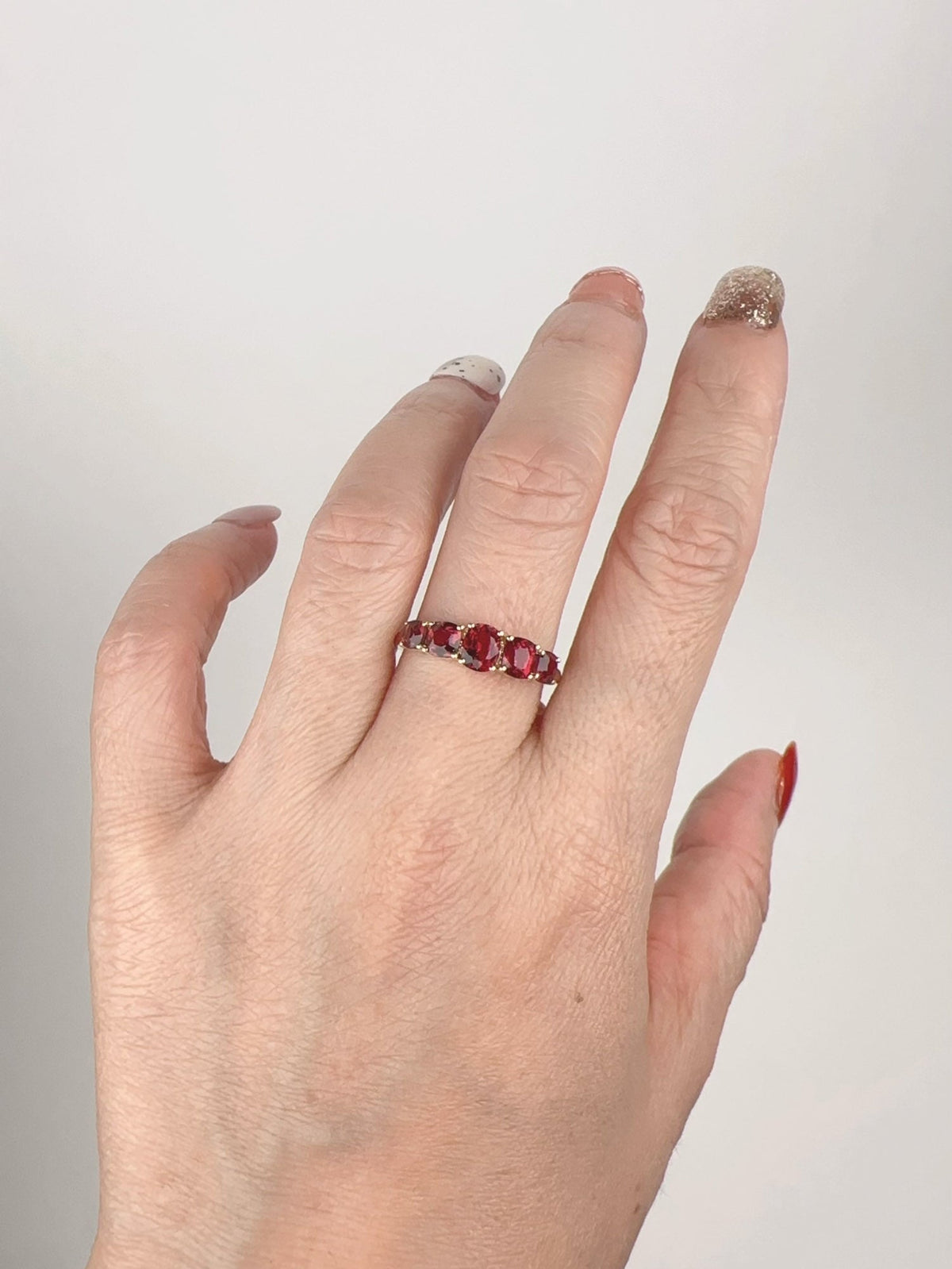 Pigeon Blood Red Spinel Stacking Band 14K Gold R5085-8 Aurora Designer