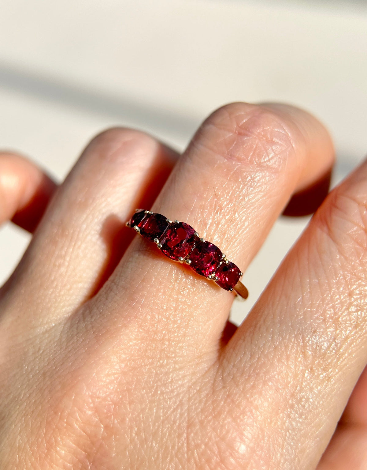 Pigeon Blood Red Spinel Stacking Band 14K Gold R5085-8 Aurora Designer