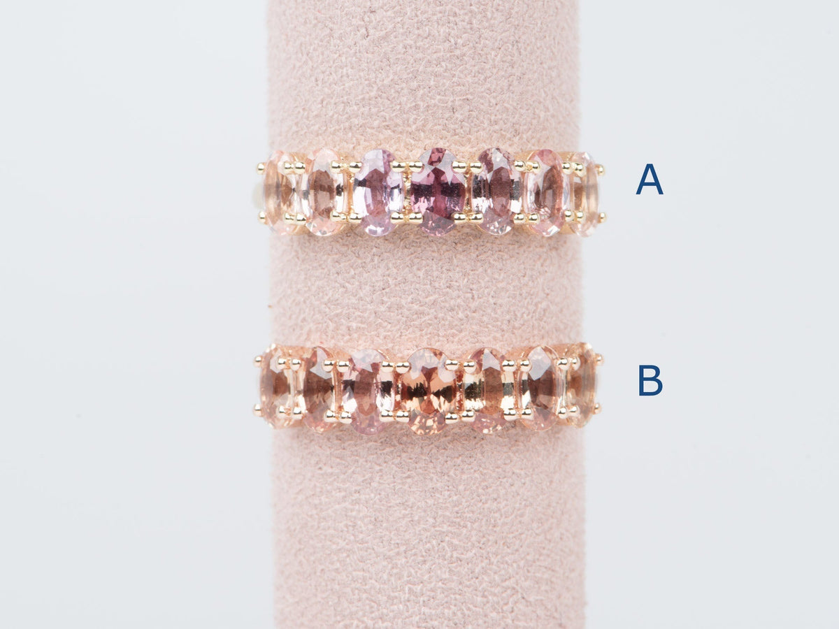 Ombre Effect Natural Padparadscha Sapphire Wedding Band 14K Gold R5087 Aurora Designer