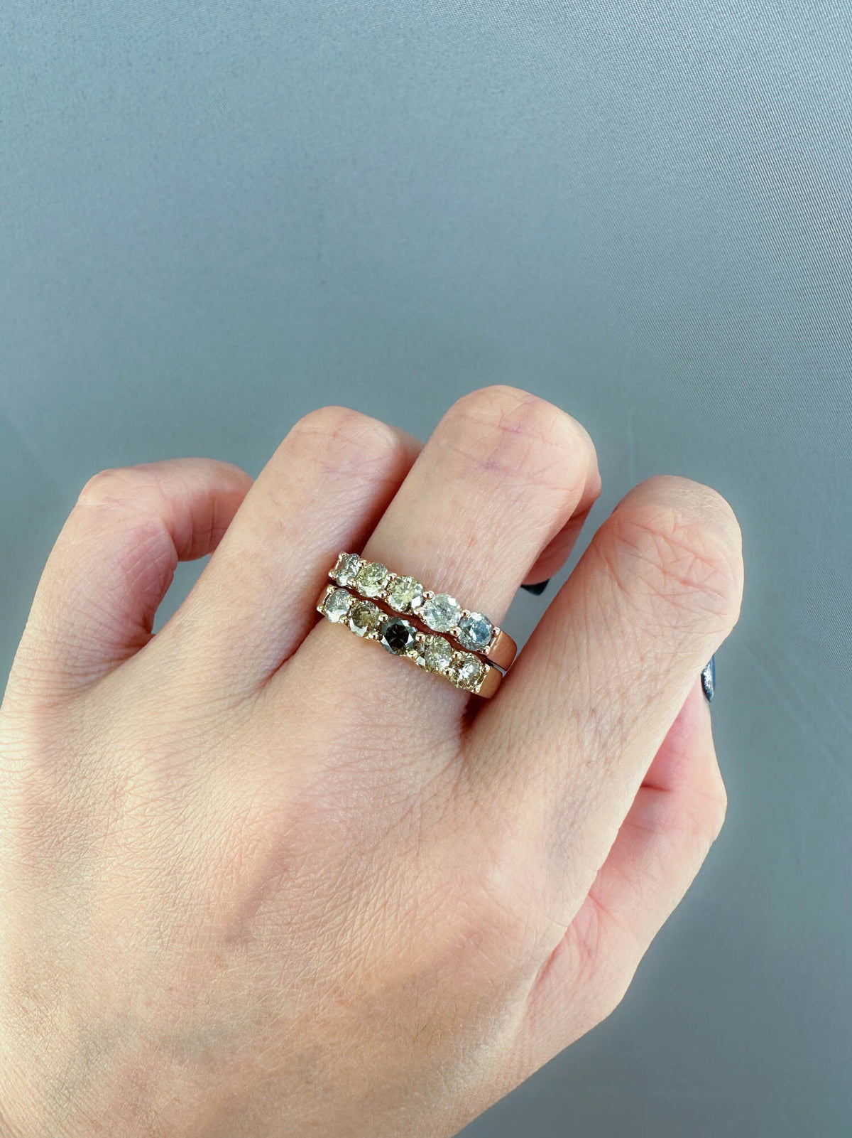 3.5mm Ombre Diamond 14K Gold Wedding Band R5089 Aurora Designer