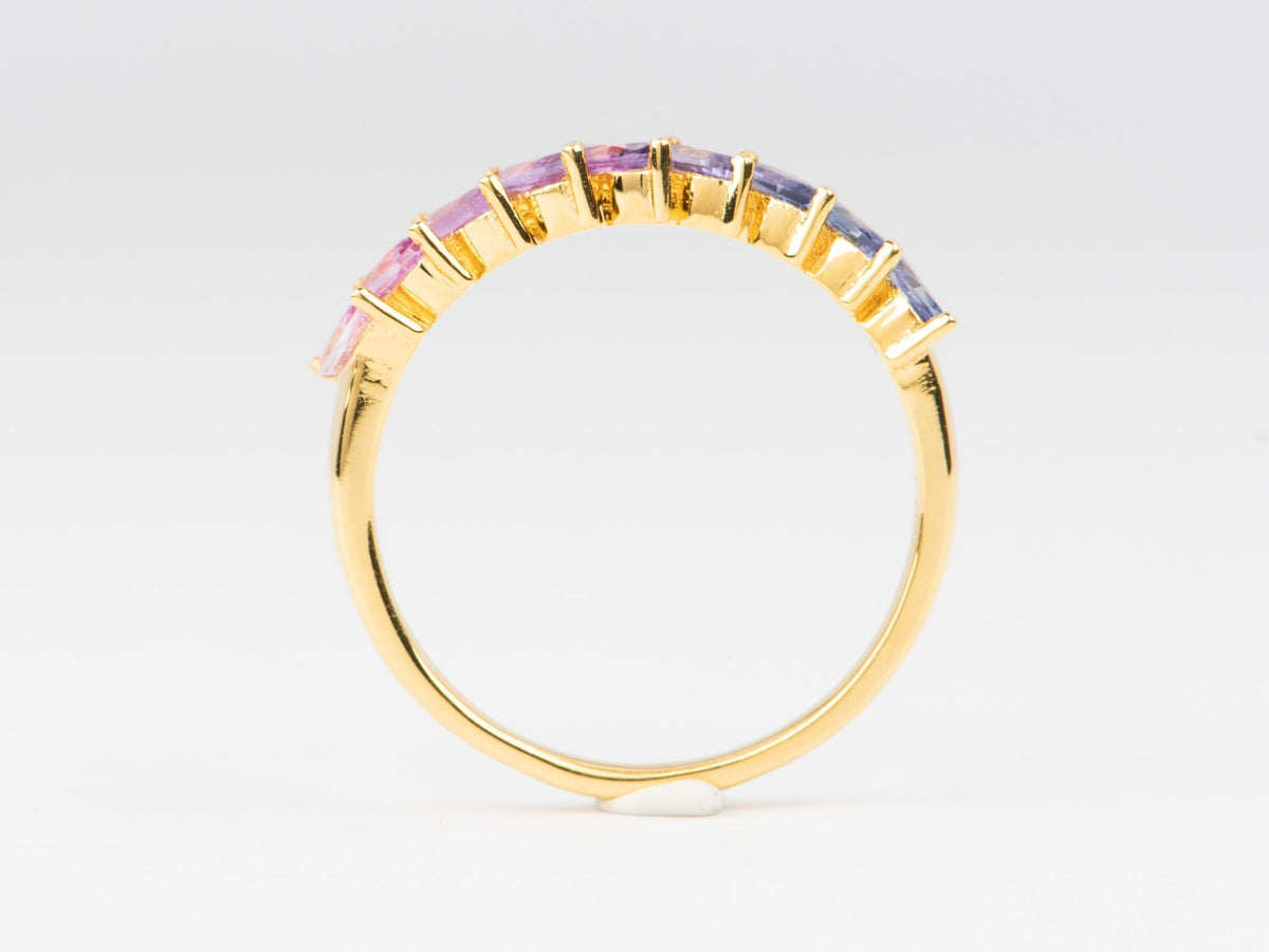 Pink to Lavender to Purple Ombre Sapphire Wedding Band 14K Gold R5090 Aurora Designer
