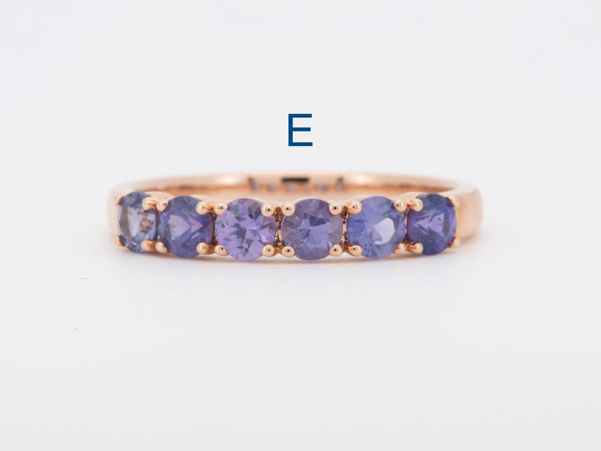 Mixed Blue Purple Pink Sapphire Ombre Color Wedding Band 14K Gold R5094 Aurora Designer