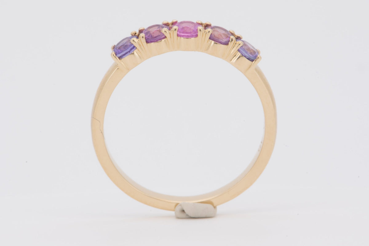 Mixed Blue Purple Pink Sapphire Ombre Color Wedding Band 14K Gold R5094 Aurora Designer