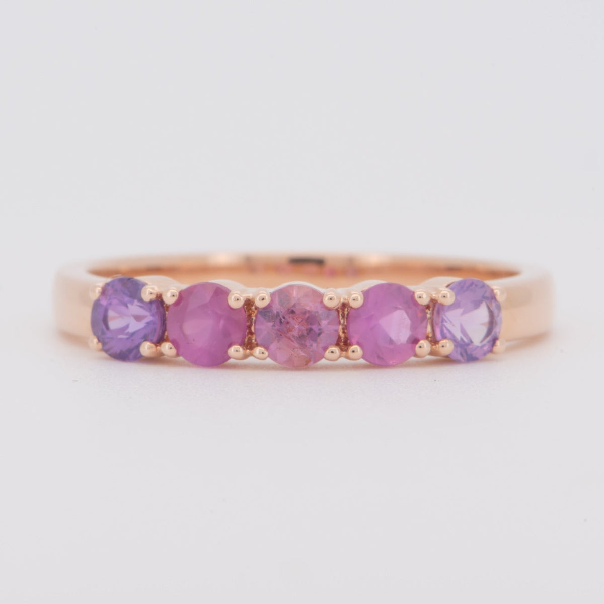 Mixed Blue Purple Pink Sapphire Ombre Color Wedding Band 14K Gold R5094 Aurora Designer