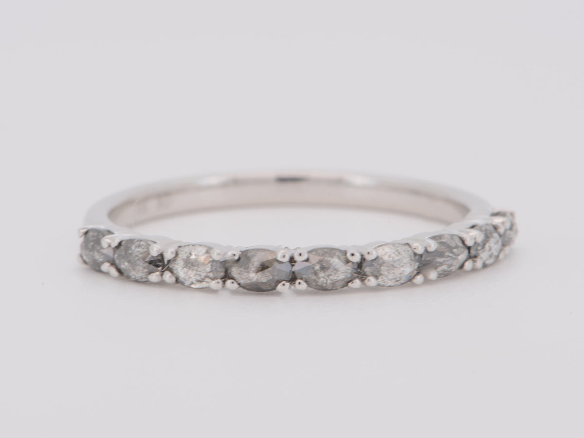 High Luster Salt and Pepper Diamond Wedding Band 14K White Gold R5096 Aurora Designer
