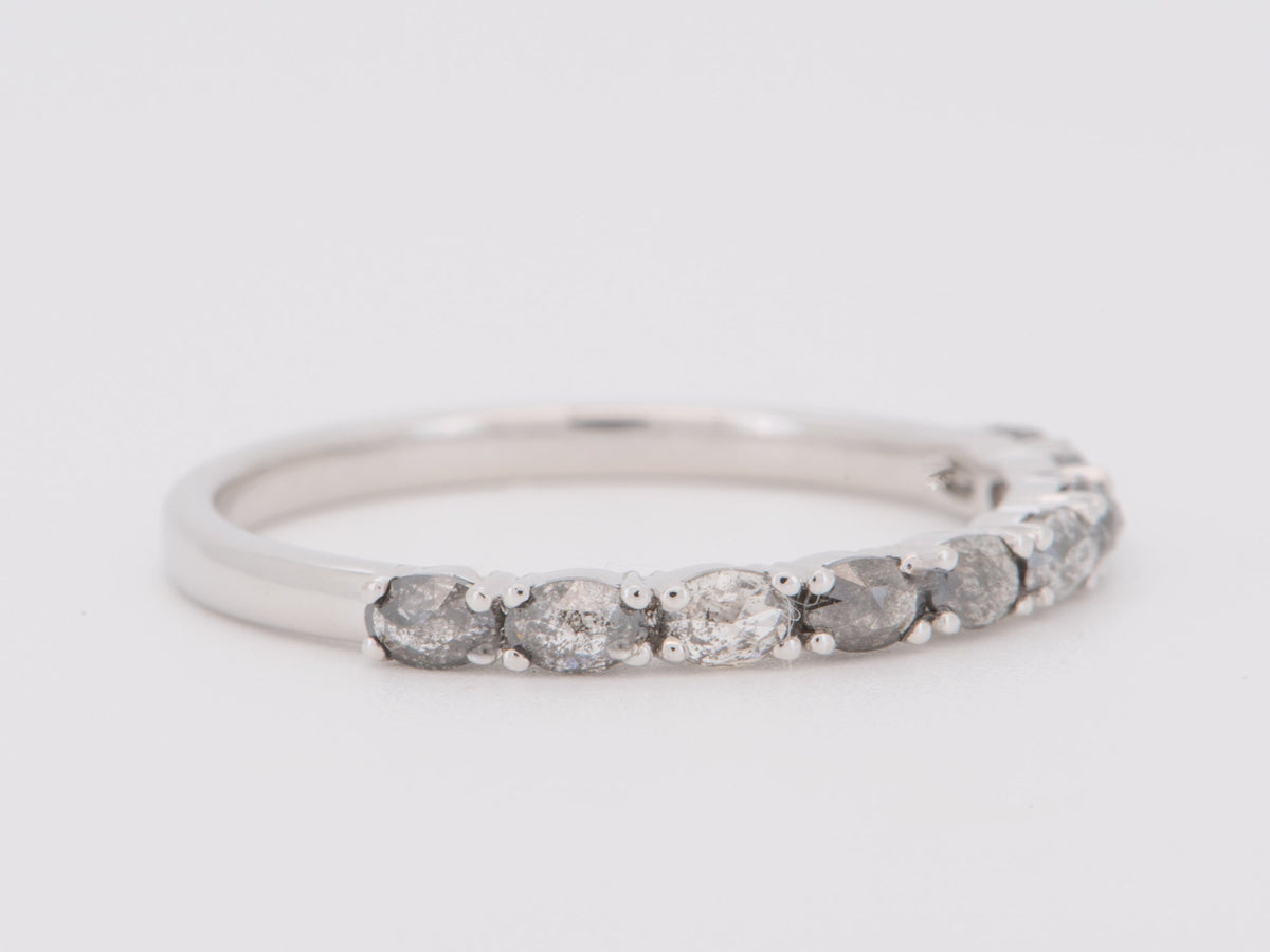 High Luster Salt and Pepper Diamond Wedding Band 14K White Gold R5096 Aurora Designer