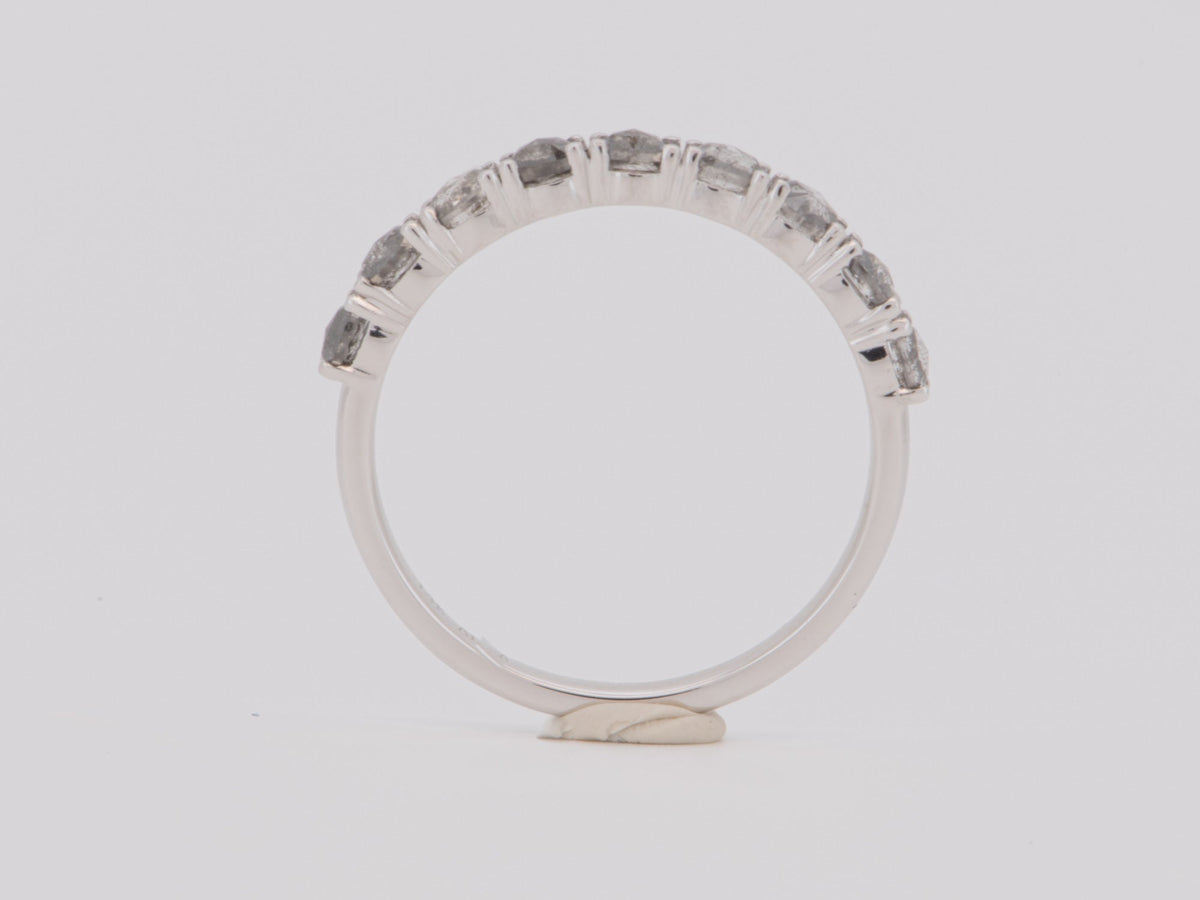 High Luster Salt and Pepper Diamond Wedding Band 14K White Gold R5096 Aurora Designer