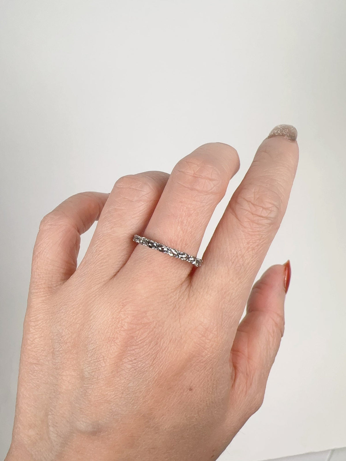 High Luster Salt and Pepper Diamond Wedding Band 14K White Gold R5096 Aurora Designer