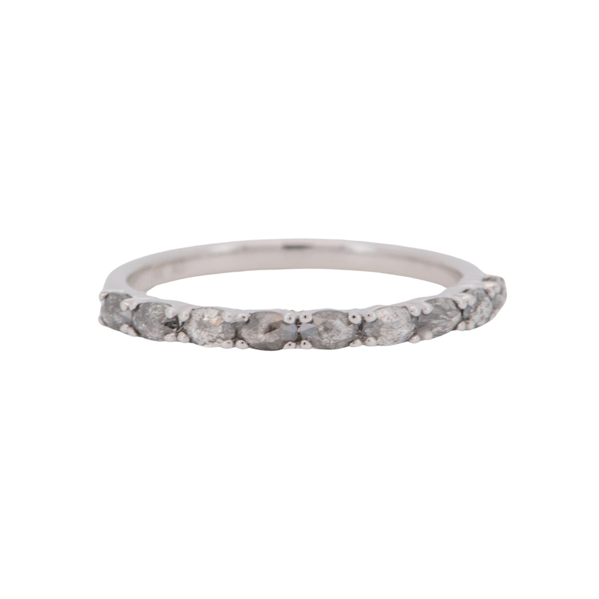 High Luster Salt and Pepper Diamond Wedding Band 14K White Gold R5096 Aurora Designer
