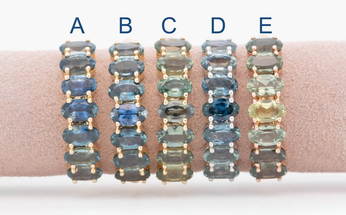 Ombre Effect Teal Blue Green Montana Sapphire Wedding Band 14K Gold R5097 Aurora Designer
