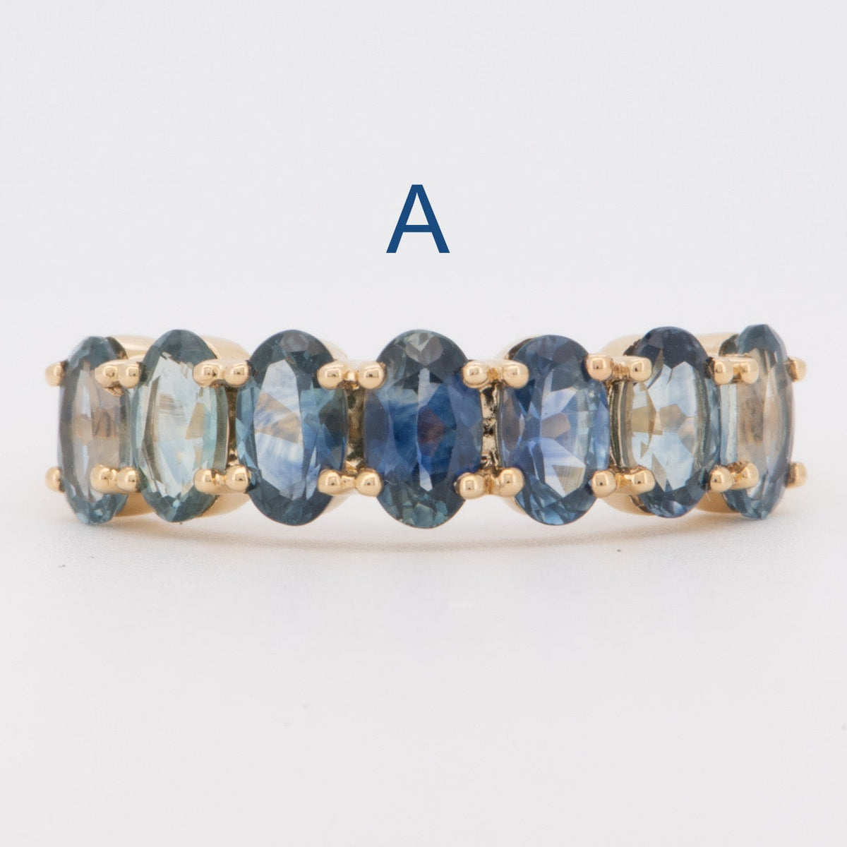 Ombre Effect Teal Blue Green Montana Sapphire Wedding Band 14K Gold R5097 Aurora Designer