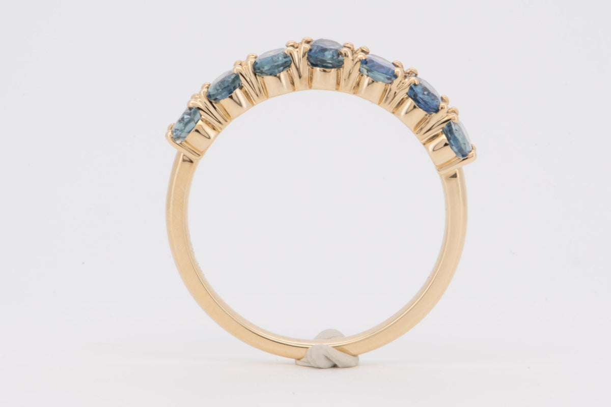 Ombre Effect Teal Blue Green Montana Sapphire Wedding Band 14K Gold R5097 Aurora Designer