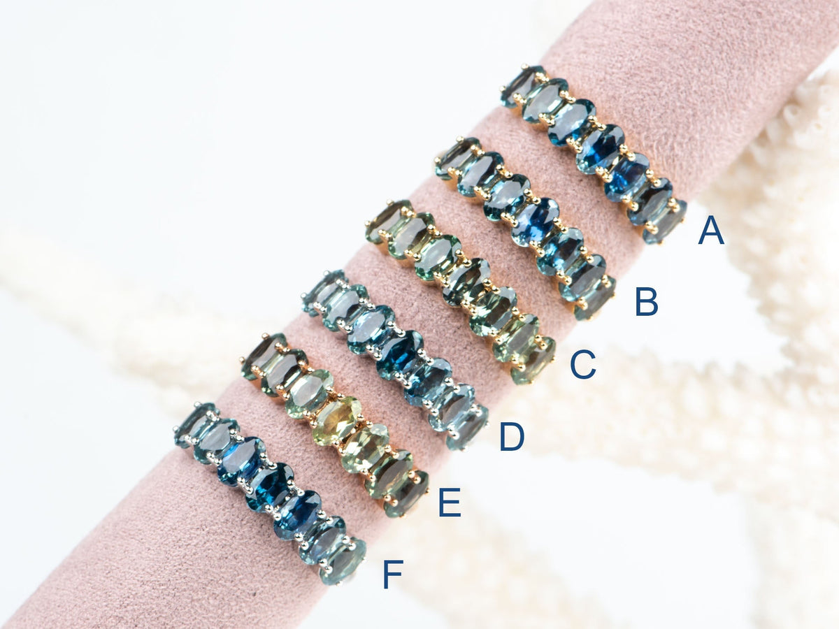 Ombre Effect Teal Blue Green Montana Sapphire Wedding Band 14K Gold R5097 Aurora Designer