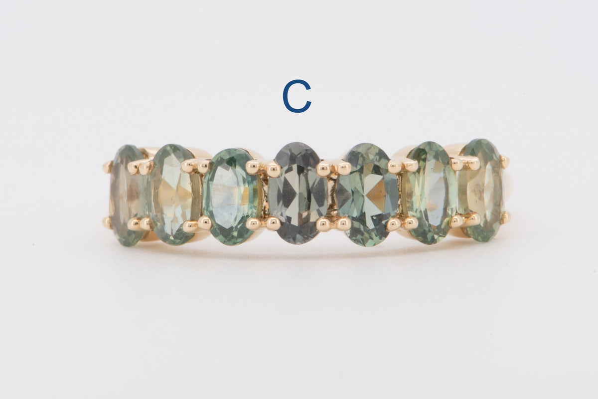 Ombre Effect Teal Blue Green Montana Sapphire Wedding Band 14K Gold R5097 Aurora Designer