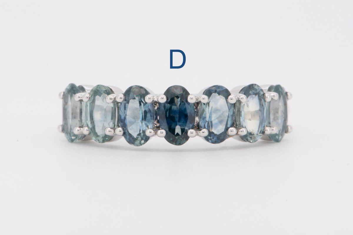 Ombre Effect Teal Blue Green Montana Sapphire Wedding Band 14K Gold R5097 Aurora Designer