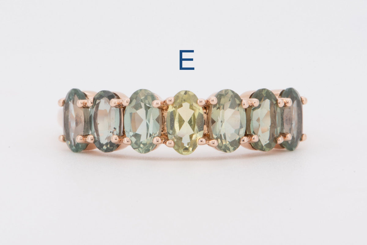 Ombre Effect Teal Blue Green Montana Sapphire Wedding Band 14K Gold R5097 Aurora Designer