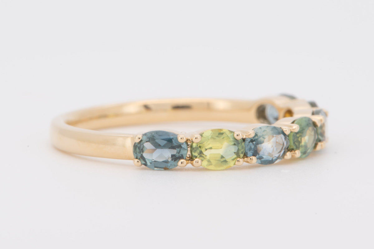 14K Gold Unique Bi-Color Montana Sapphire Wedding Band R5098 Aurora Designer