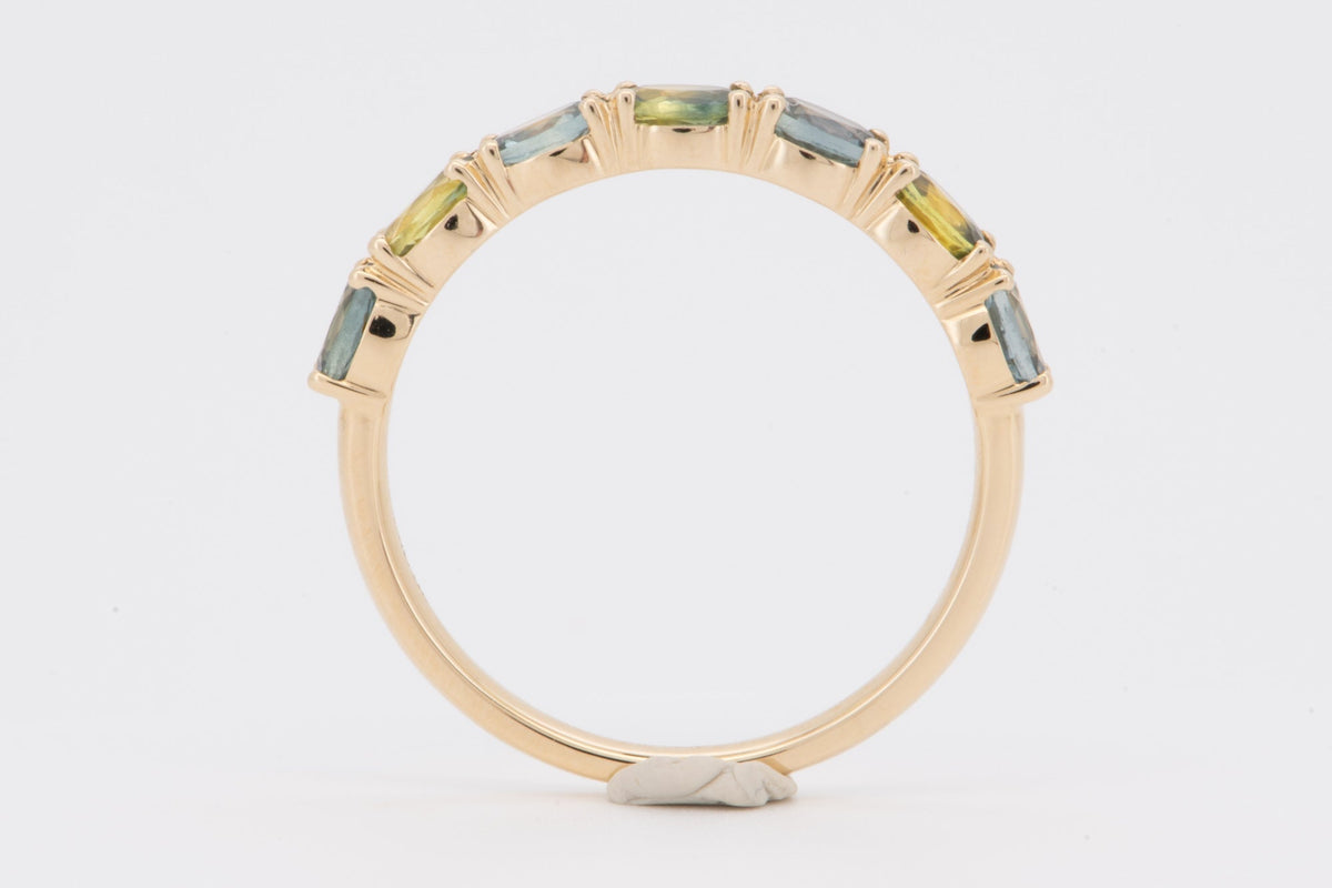 14K Gold Unique Bi-Color Montana Sapphire Wedding Band R5098 Aurora Designer