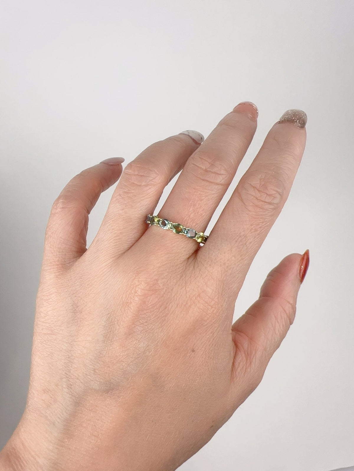 14K Gold Unique Bi-Color Montana Sapphire Wedding Band R5098 Aurora Designer