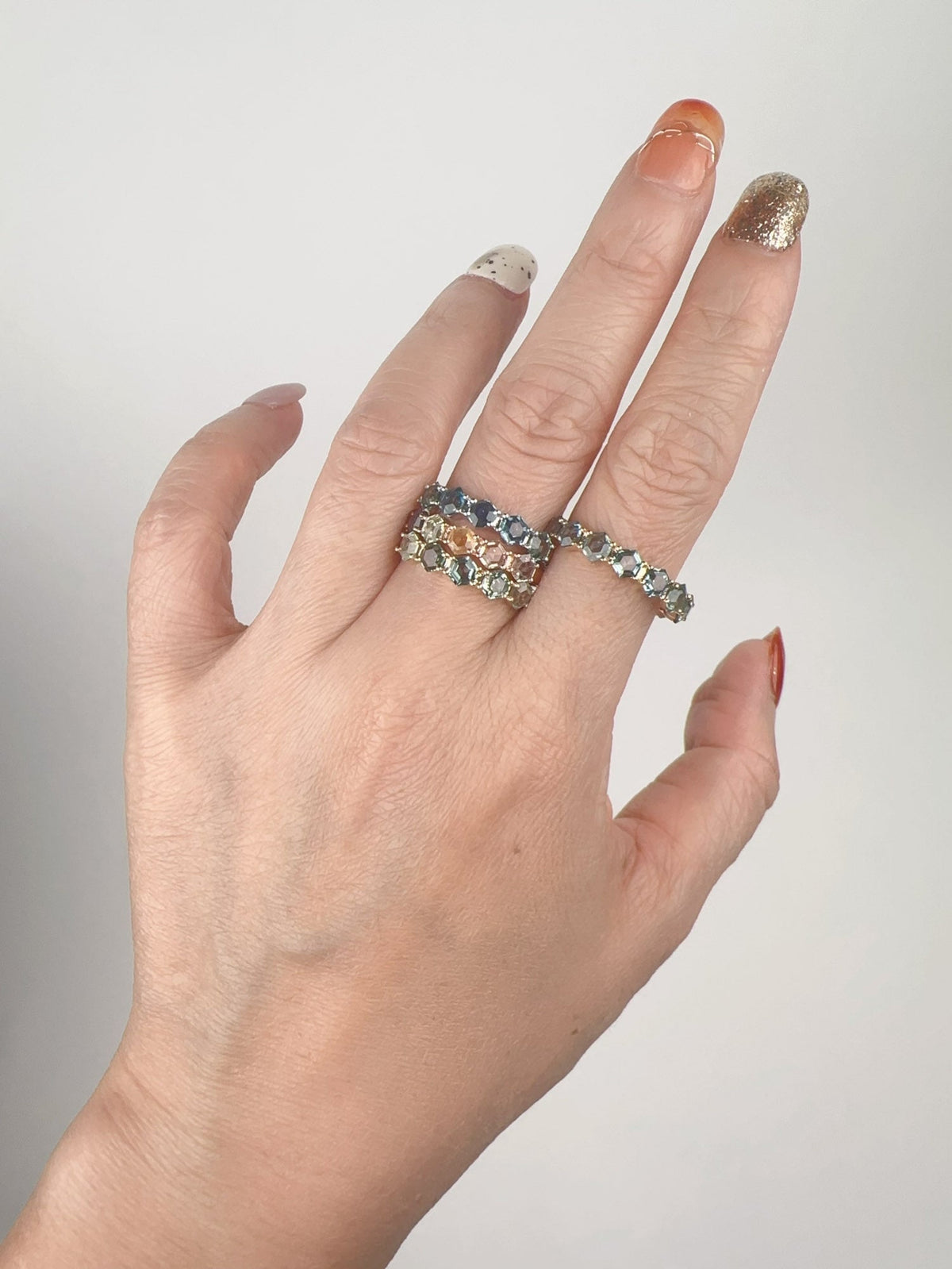 Hexagon Montana Sapphire 14K Gold Wedding Band R5099 Aurora Designer