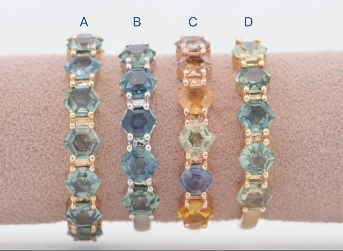 Hexagon Montana Sapphire 14K Gold Wedding Band R5099 Aurora Designer