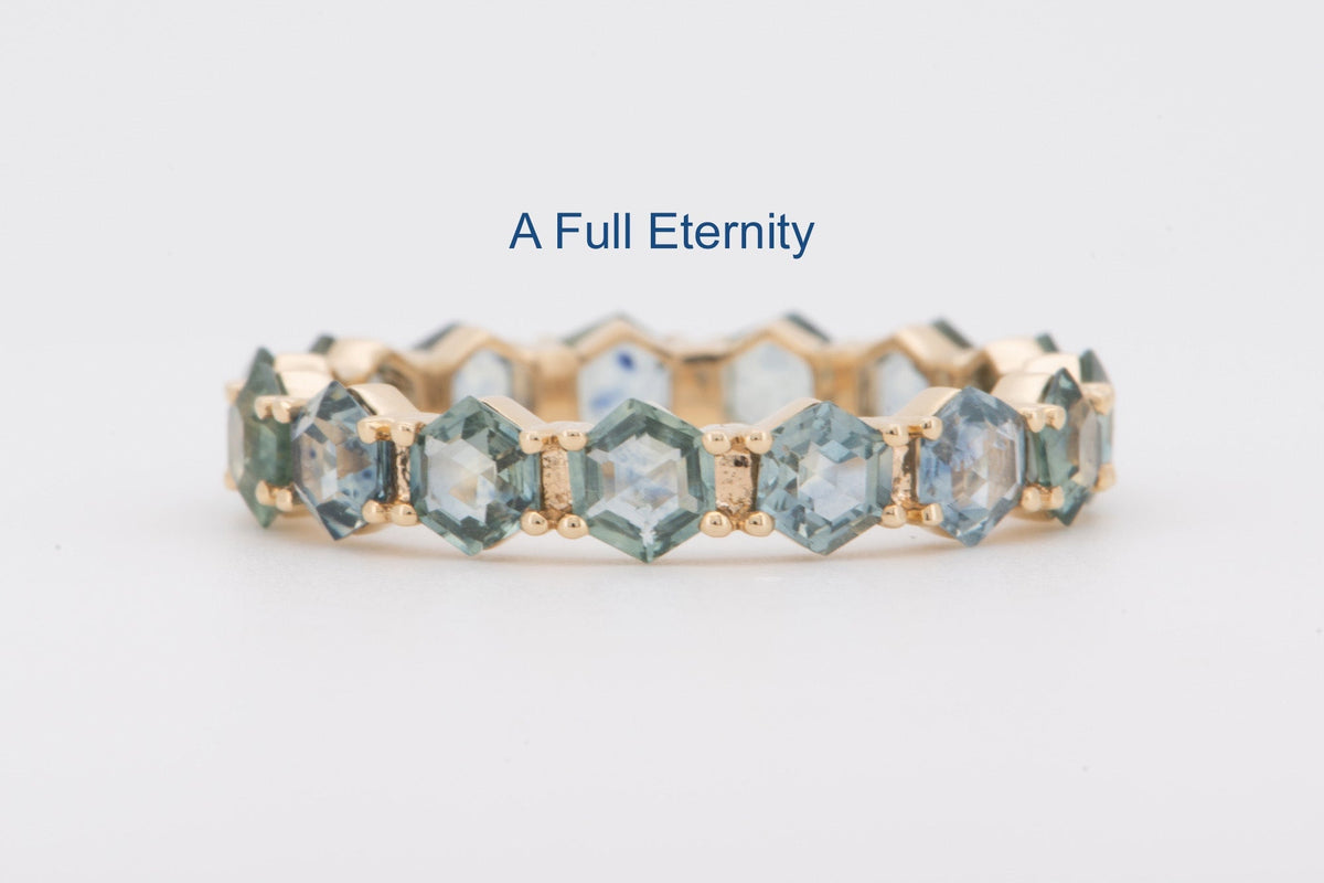 Hexagon Montana Sapphire 14K Gold Wedding Band R5099 Aurora Designer