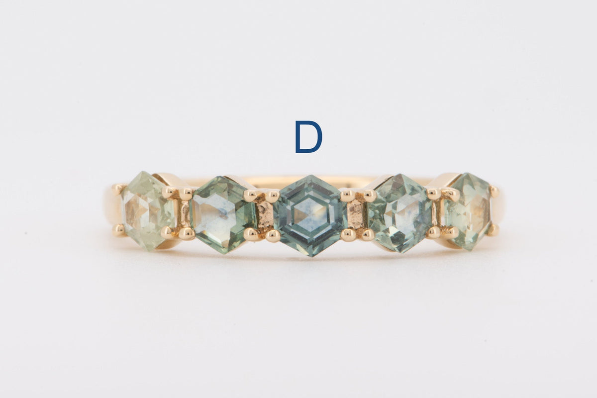 Hexagon Montana Sapphire 14K Gold Wedding Band R5099 Aurora Designer