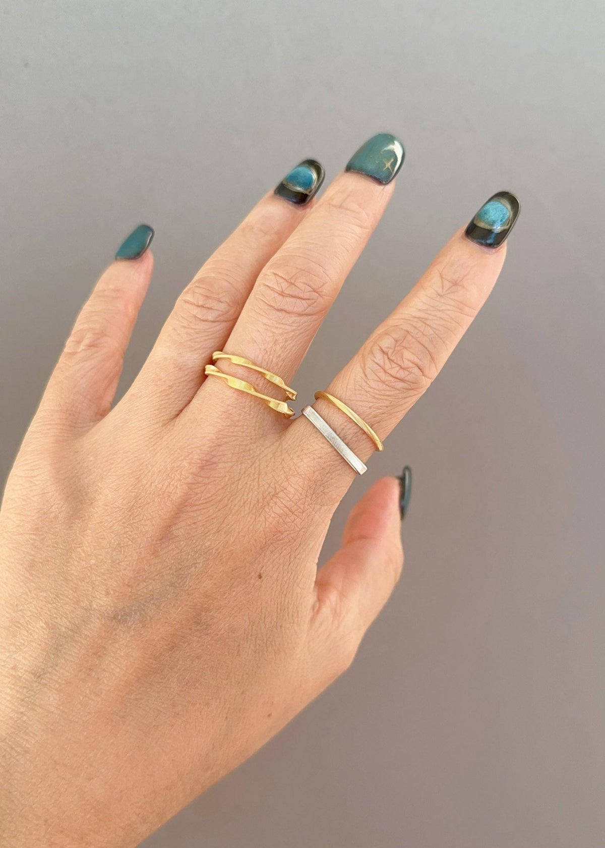 18K Gold Wavy Coil Ring Like Marco Bicego R5100 Aurora Designer