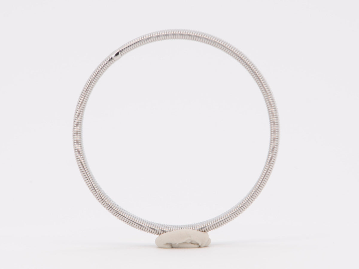18K White Gold Flat Style Coil Ring Like Marco Bicego R5101 Aurora Designer