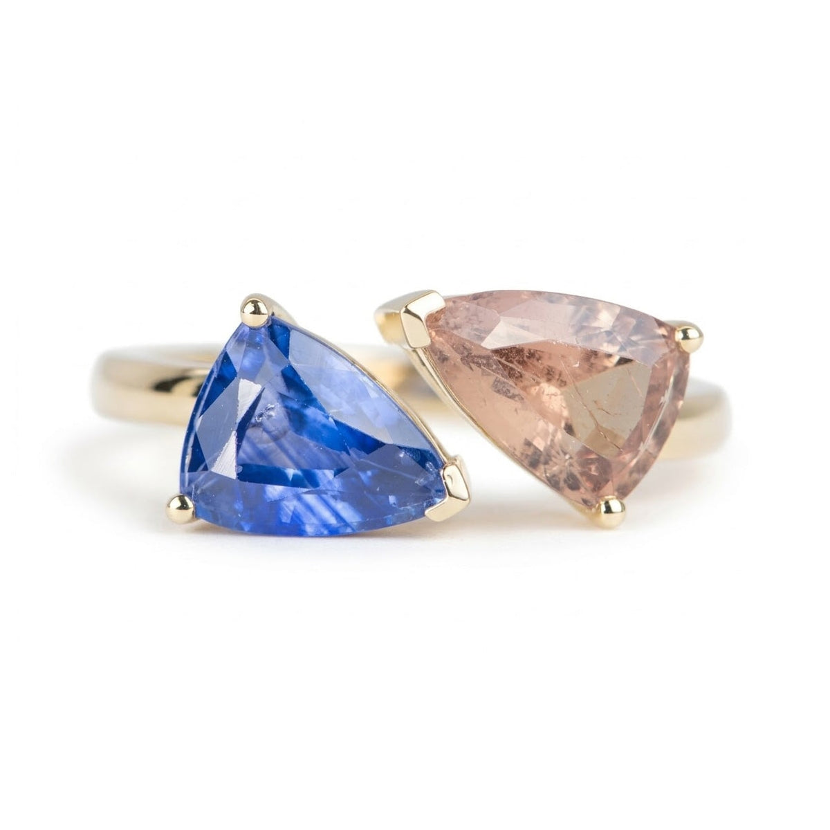 3.9ctw Open End Sapphire Bypass Statement Ring 14K Gold R6118 Aurora Designer