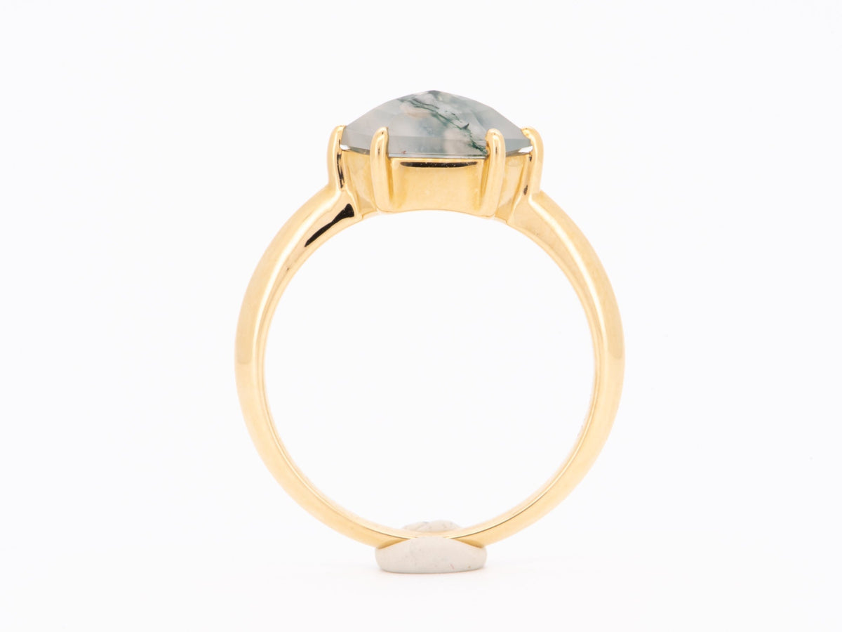 1.75ct Shield-Shape Moss Agate 14K Yellow Gold Engagement Ring R6246 Aurora Designer