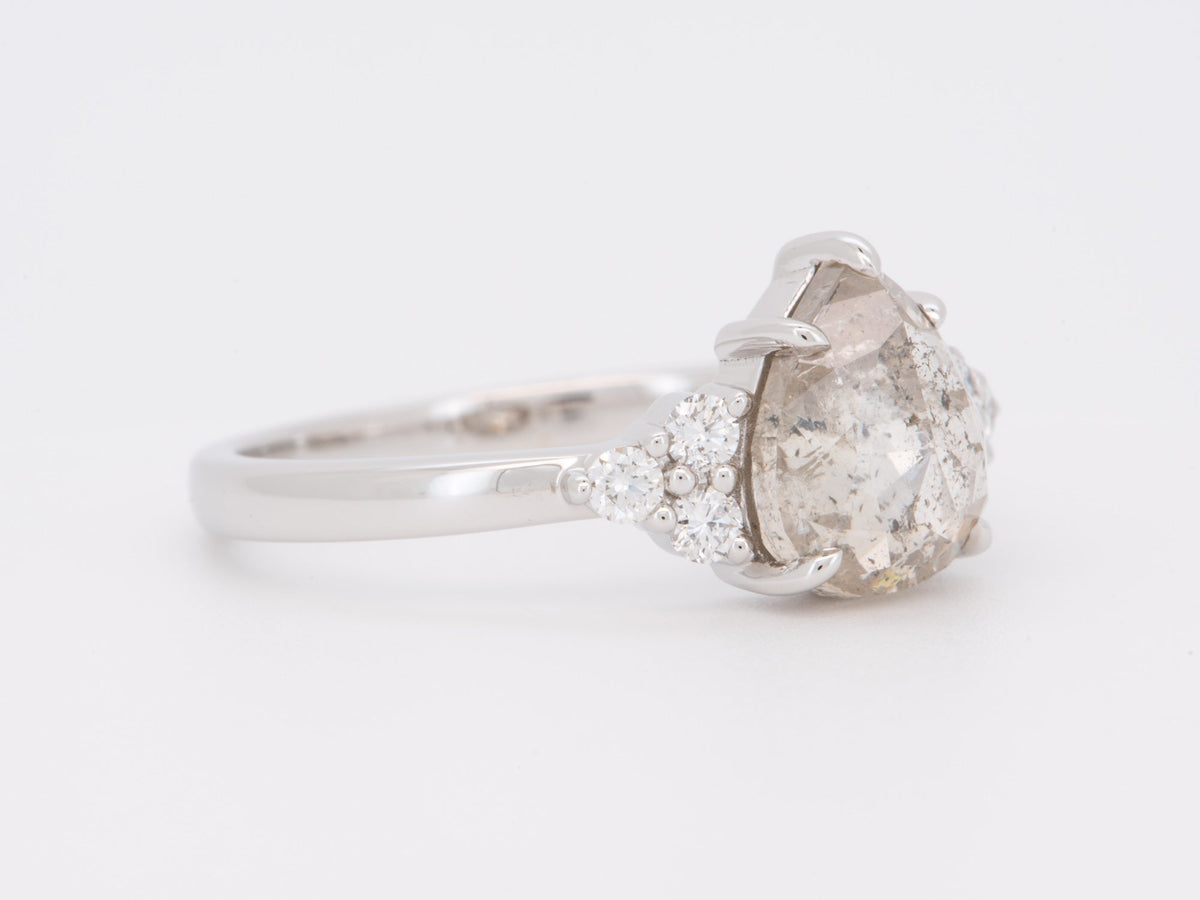 1.61ct Clear Celestial Diamond with Trio Sides 14K White Gold Engagement Ring R6254 Aurora Designer