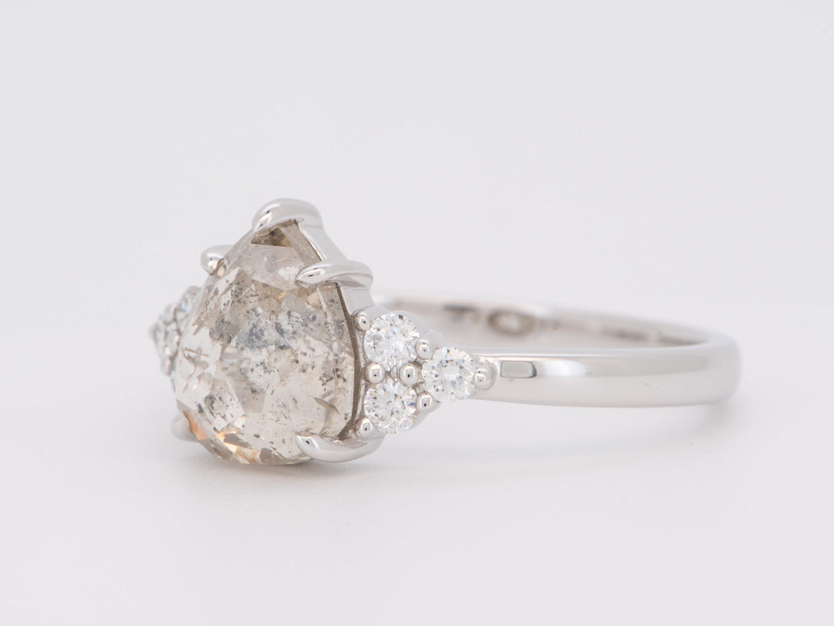 1.61ct Clear Celestial Diamond with Trio Sides 14K White Gold Engagement Ring R6254 Aurora Designer