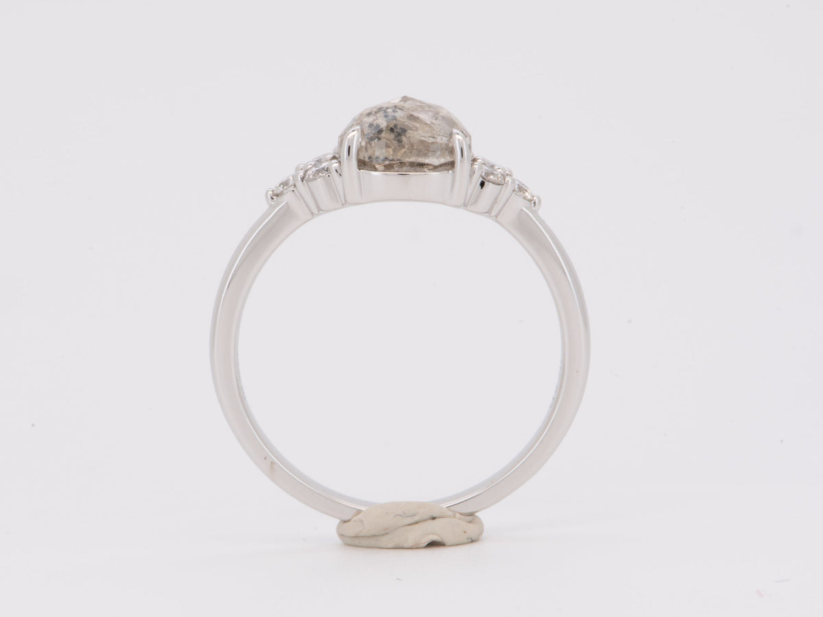 1.61ct Clear Celestial Diamond with Trio Sides 14K White Gold Engagement Ring R6254 Aurora Designer