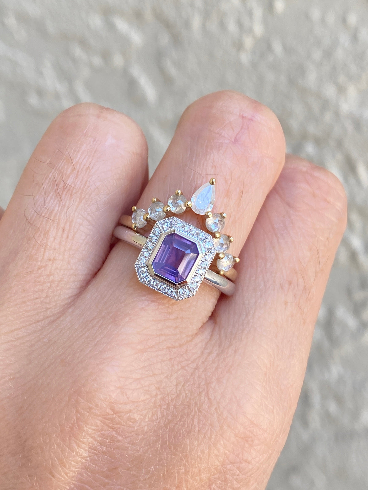 Opalescent Fancy White Diamond Chevron Wedding Band 14K Yellow Gold Crown Sunburst Designer Stylish AD1926W Aurora Designer