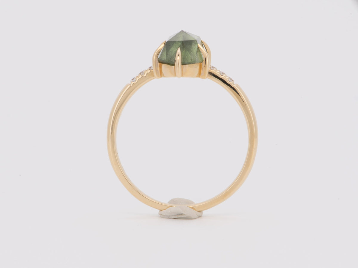 2.79ct Elongated Ludwigite Peridot 14K Gold Engagement Ring Diamond Sides R6271 Aurora Designer