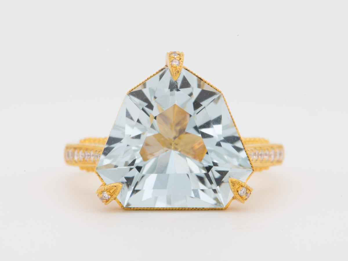 5.78ct Fancy Cut Aquamarine with Hidden Diamond Halo Engagement Ring 14K Gold R6345 Aurora Designer