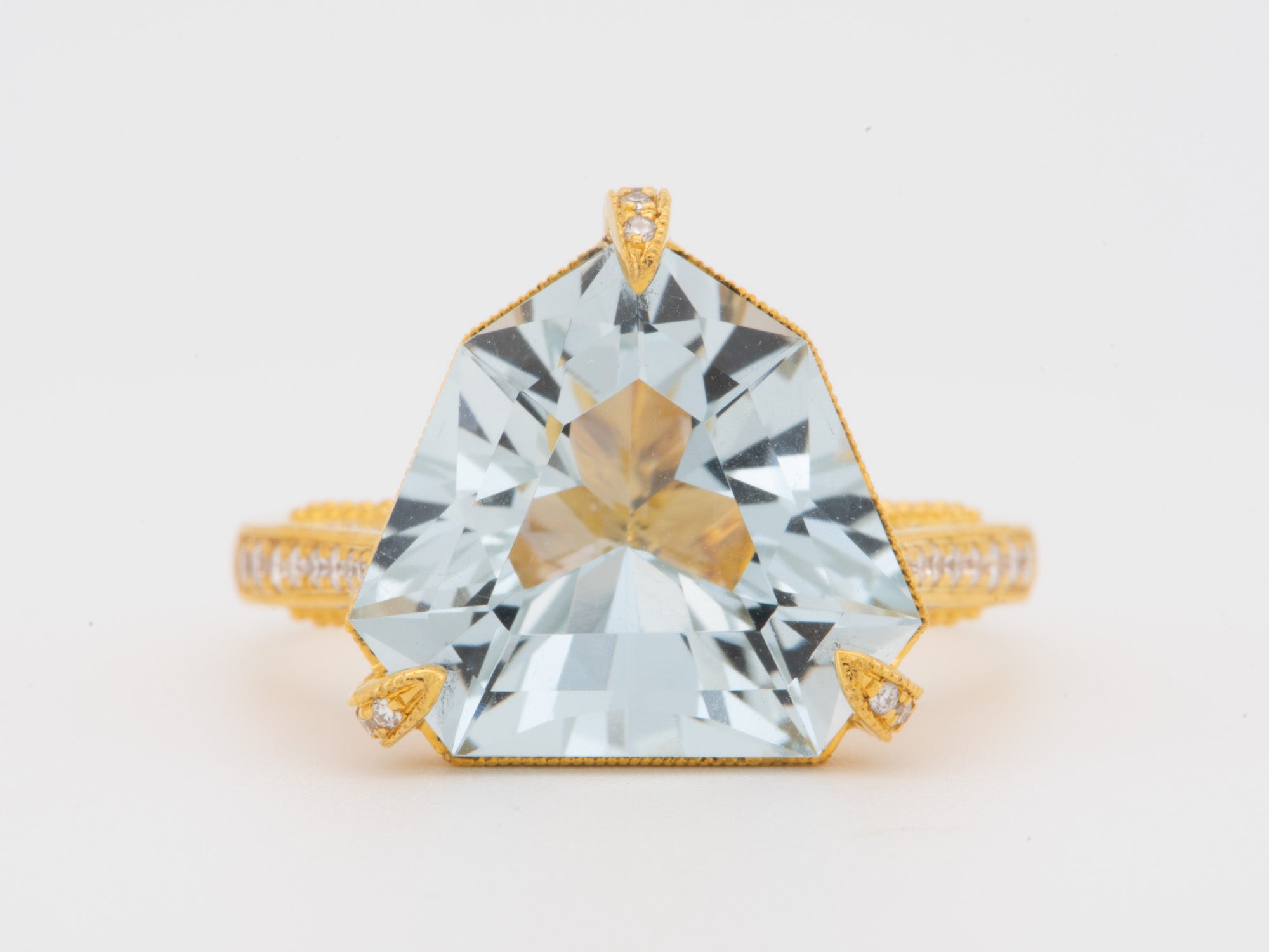 5.78ct Fancy Cut Aquamarine with Hidden Diamond Halo Engagement Ring 14K Gold R6345