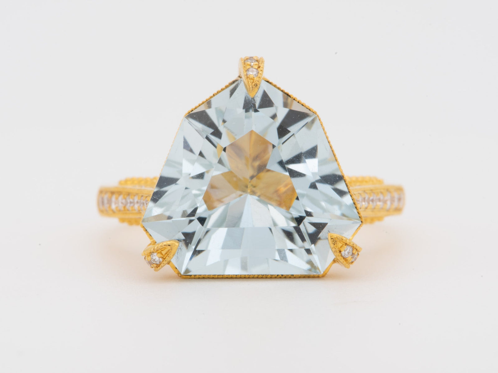 5.78ct Fancy Cut Aquamarine with Hidden Diamond Halo Engagement Ring 14K Gold R6345 Aurora Designer