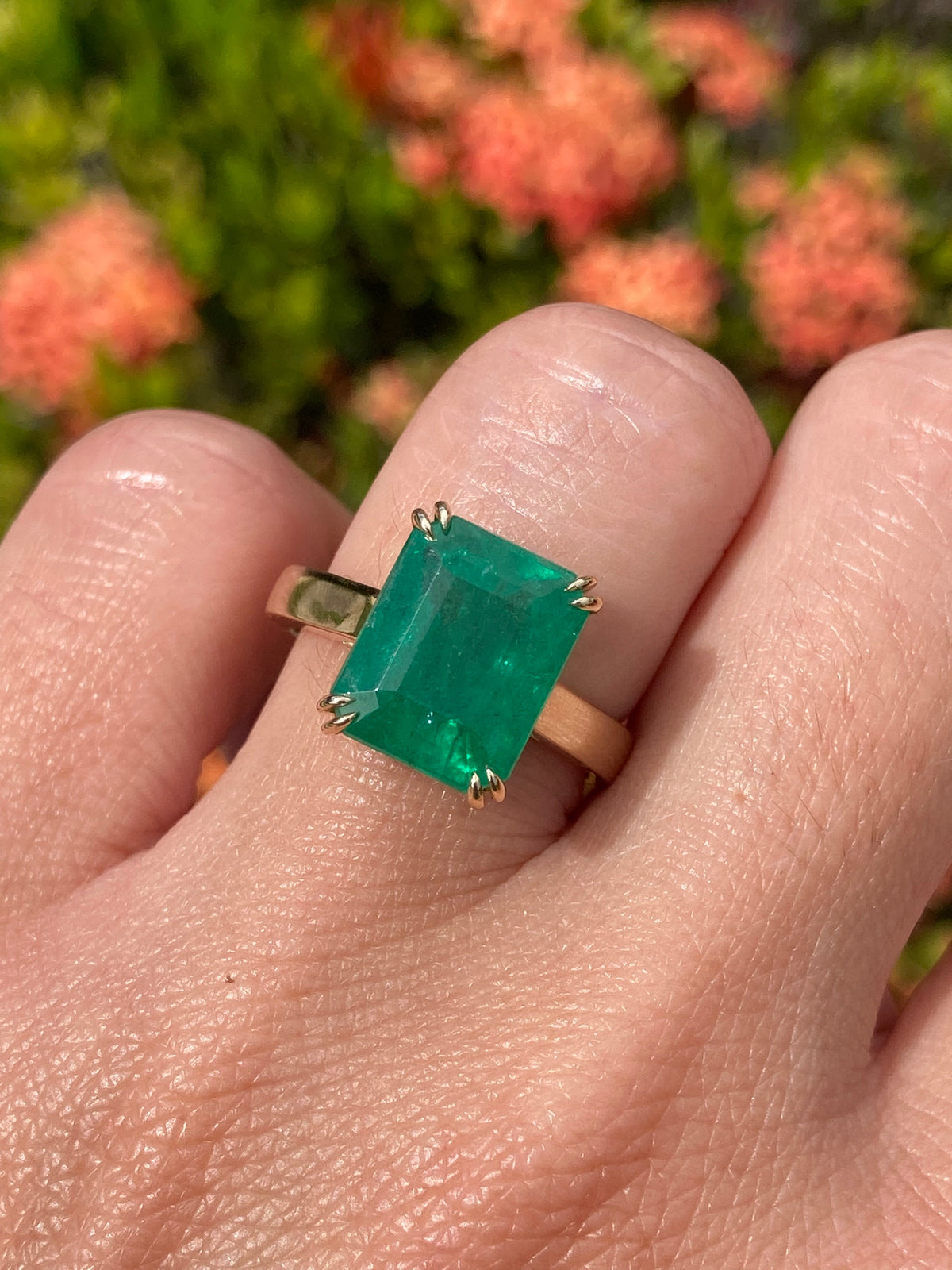 5.33ct Emerald Statement Ring 14K Gold R6348 Aurora Designer