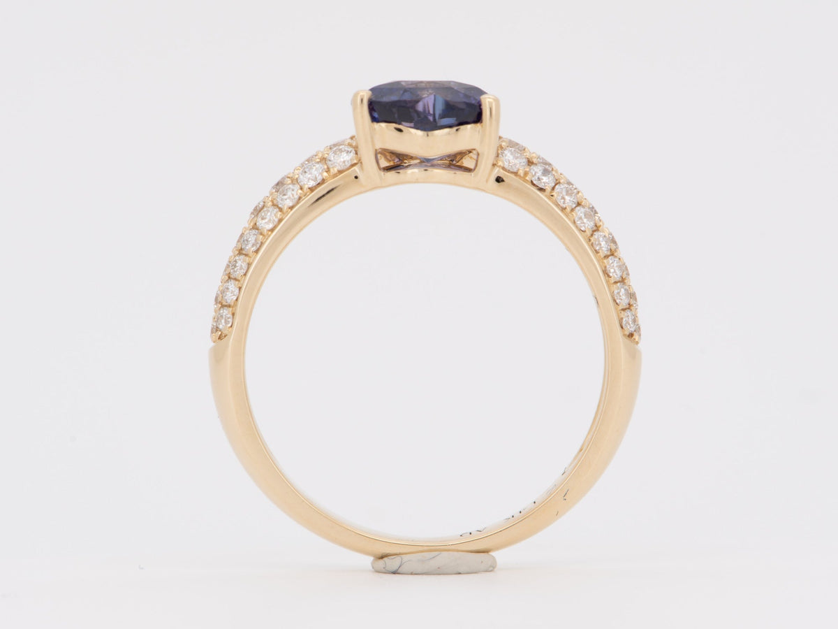 1.5ct Pinkish Purple Sapphire on Diamond Pave Engagement Ring 14K Gold R6499 Aurora Designer