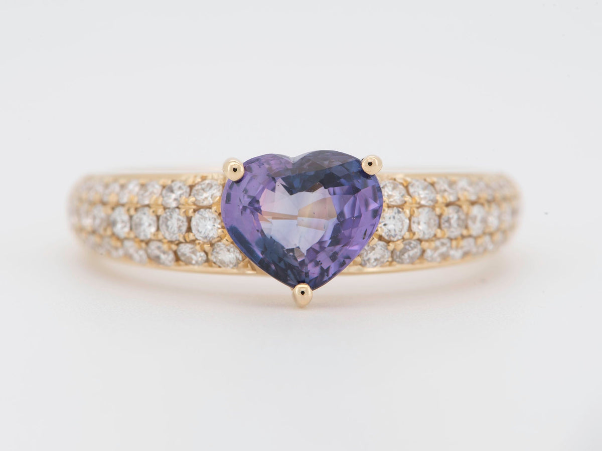 1.5ct Pinkish Purple Sapphire on Diamond Pave Engagement Ring 14K Gold R6499 Aurora Designer