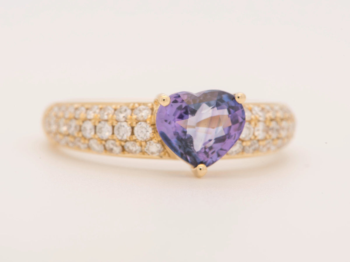1.5ct Pinkish Purple Sapphire on Diamond Pave Engagement Ring 14K Gold R6499 Aurora Designer