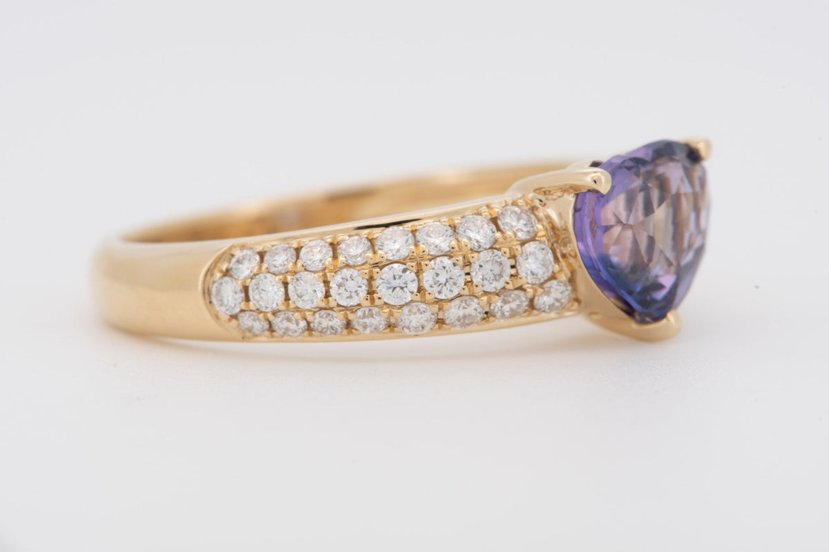 1.5ct Pinkish Purple Sapphire on Diamond Pave Engagement Ring 14K Gold R6499 Aurora Designer