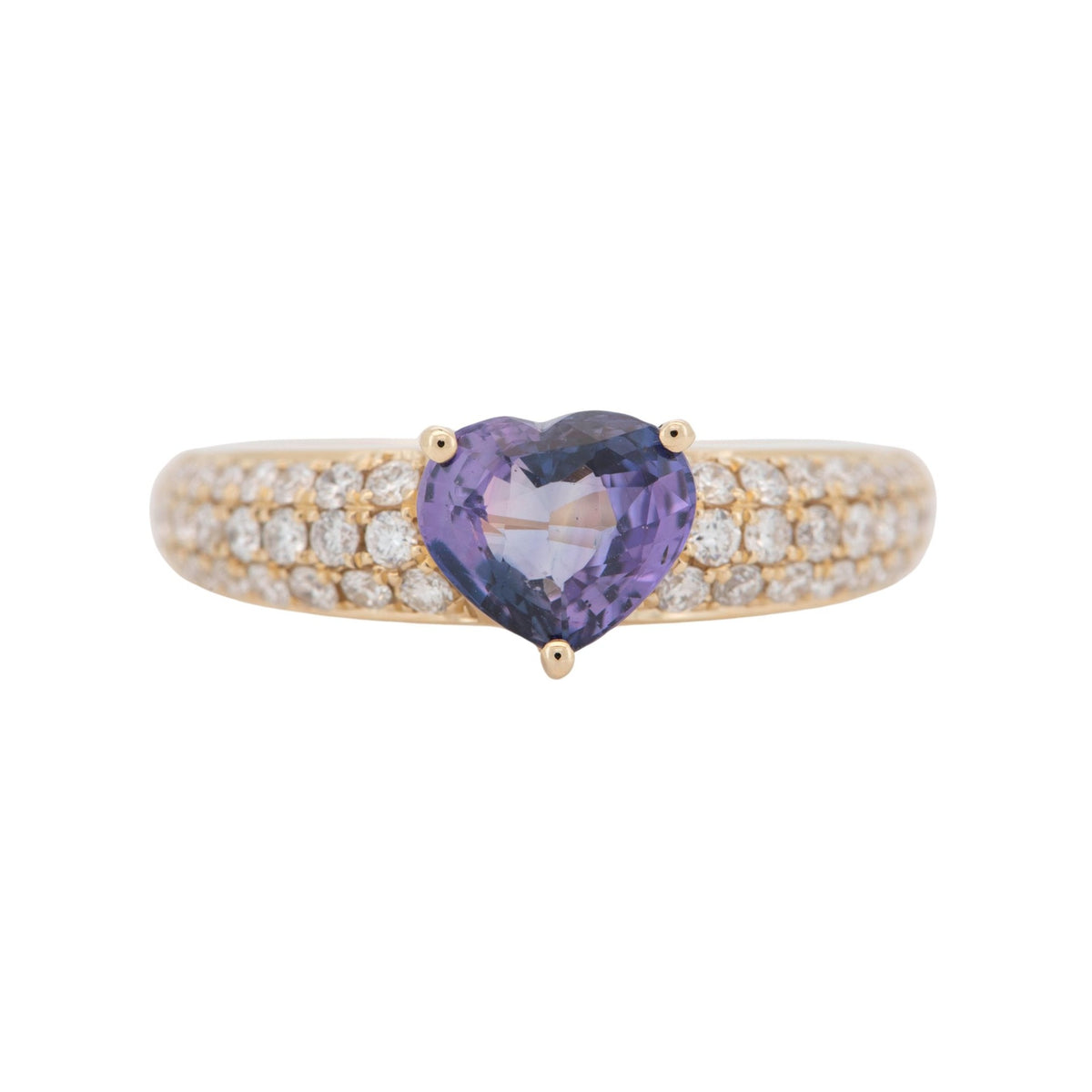 1.5ct Pinkish Purple Sapphire on Diamond Pave Engagement Ring 14K Gold R6499 Aurora Designer