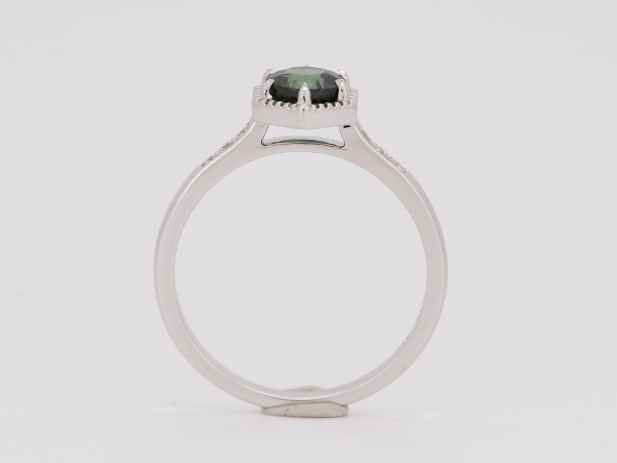 1.06ct Nigerian Sapphire Engagement Ring 14K White Gold R6500 Aurora Designer