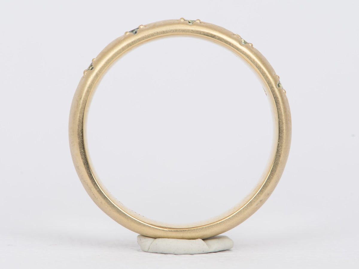 4mm Wide Montana Sapphire Celestial Wedding Band 14K Gold R6517 Aurora Designer