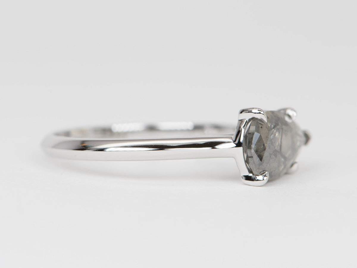 1.48ct Salt and Pepper Diamond Sideways Set Engagement Ring 14K White Gold R6532 Aurora Designer